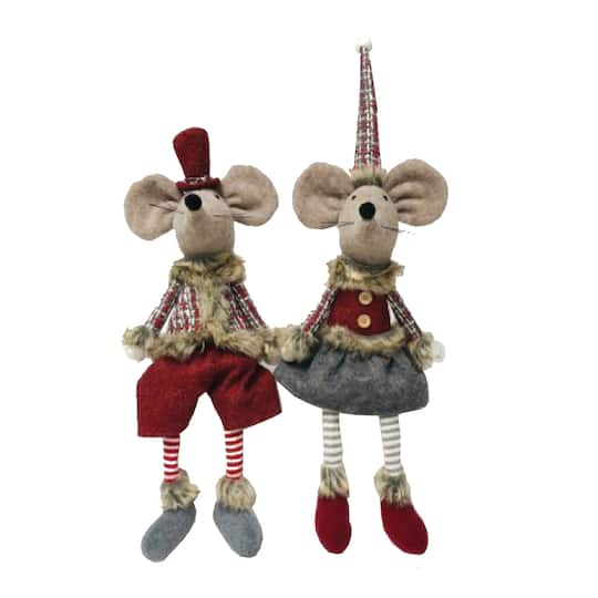 Santa's Workshop 20" Sitting Plaid Mice Set